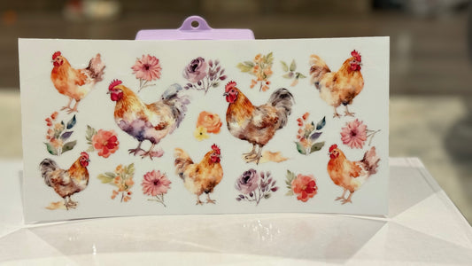 Floral Chickens cup wrap