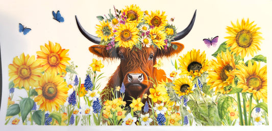 Sunflower Field Highland Cow Cup Wrap