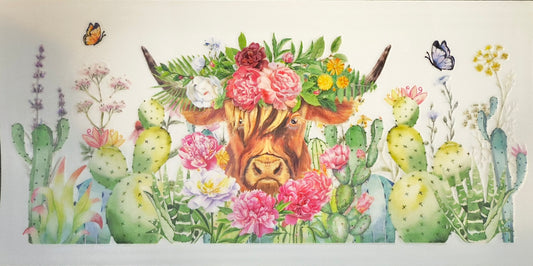 Pink Boho Highland Cow Cup Wrap